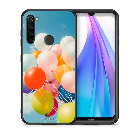 Θήκη Xiaomi Redmi Note 8T Colorful Balloons από τη Smartfits με σχέδιο στο πίσω μέρος και μαύρο περίβλημα | Xiaomi Redmi Note 8 Colorful Balloons case with colorful back and black bezels