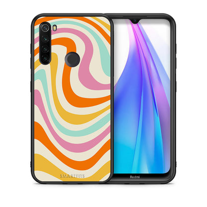 Θήκη Xiaomi Redmi Note 8T Colourful Waves από τη Smartfits με σχέδιο στο πίσω μέρος και μαύρο περίβλημα | Xiaomi Redmi Note 8 Colourful Waves case with colorful back and black bezels
