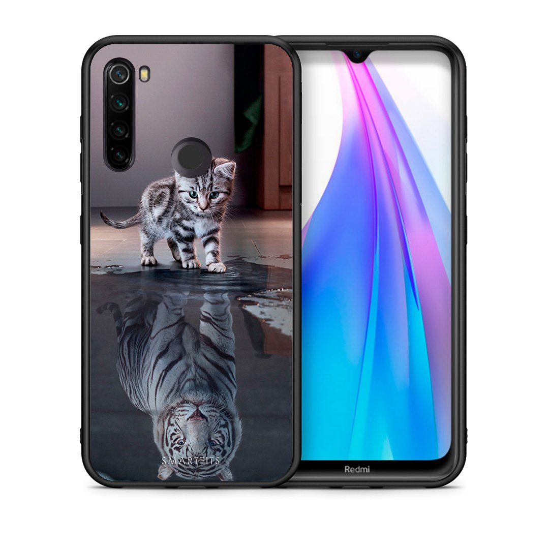 Θήκη Xiaomi Redmi Note 8T Tiger Cute από τη Smartfits με σχέδιο στο πίσω μέρος και μαύρο περίβλημα | Xiaomi Redmi Note 8T Tiger Cute case with colorful back and black bezels