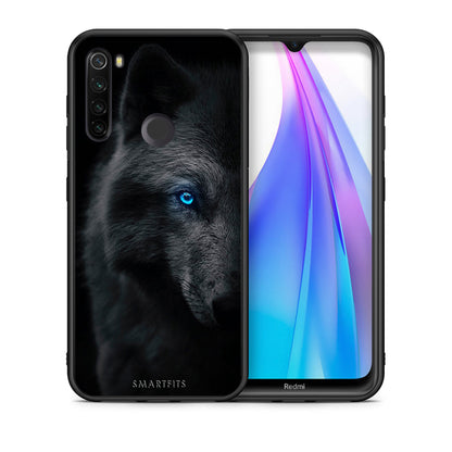Θήκη Xiaomi Redmi Note 8T Dark Wolf από τη Smartfits με σχέδιο στο πίσω μέρος και μαύρο περίβλημα | Xiaomi Redmi Note 8 Dark Wolf case with colorful back and black bezels