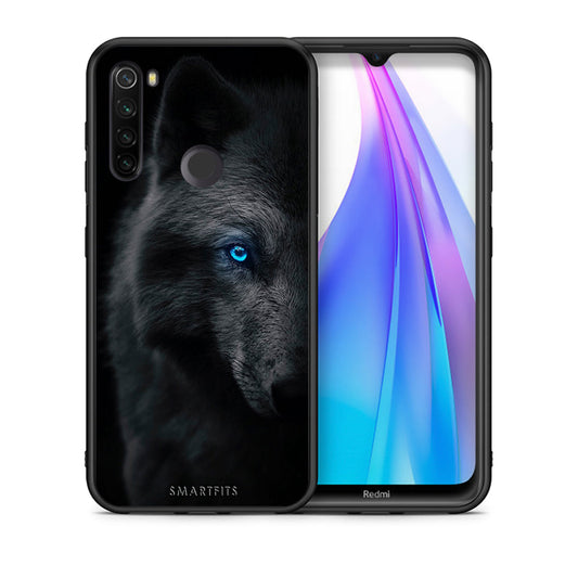 Θήκη Xiaomi Redmi Note 8T Dark Wolf από τη Smartfits με σχέδιο στο πίσω μέρος και μαύρο περίβλημα | Xiaomi Redmi Note 8 Dark Wolf case with colorful back and black bezels