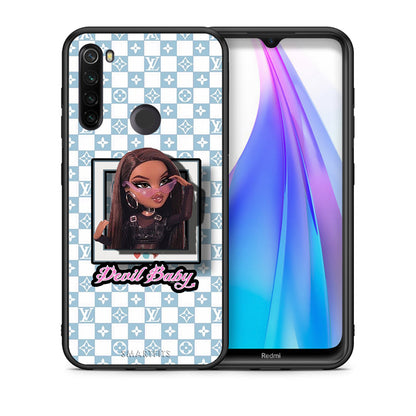 Θήκη Αγίου Βαλεντίνου Xiaomi Redmi Note 8T Devil Baby από τη Smartfits με σχέδιο στο πίσω μέρος και μαύρο περίβλημα | Xiaomi Redmi Note 8 Devil Baby case with colorful back and black bezels