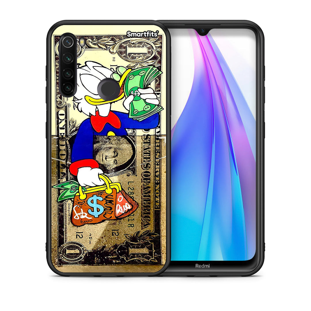 Θήκη Xiaomi Redmi Note 8T Duck Money από τη Smartfits με σχέδιο στο πίσω μέρος και μαύρο περίβλημα | Xiaomi Redmi Note 8 Duck Money case with colorful back and black bezels