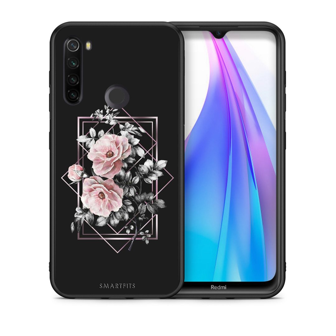 Θήκη Xiaomi Redmi Note 8T Frame Flower από τη Smartfits με σχέδιο στο πίσω μέρος και μαύρο περίβλημα | Xiaomi Redmi Note 8T Frame Flower case with colorful back and black bezels