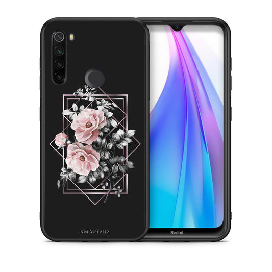Θήκη Xiaomi Redmi Note 8T Frame Flower από τη Smartfits με σχέδιο στο πίσω μέρος και μαύρο περίβλημα | Xiaomi Redmi Note 8T Frame Flower case with colorful back and black bezels