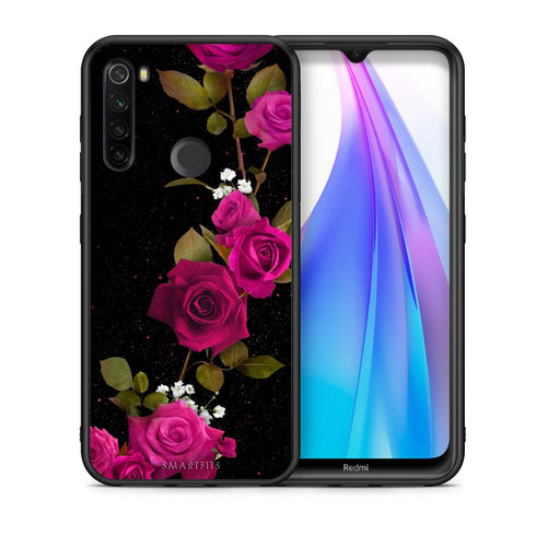 Θήκη Xiaomi Redmi Note 8T Red Roses Flower από τη Smartfits με σχέδιο στο πίσω μέρος και μαύρο περίβλημα | Xiaomi Redmi Note 8T Red Roses Flower case with colorful back and black bezels