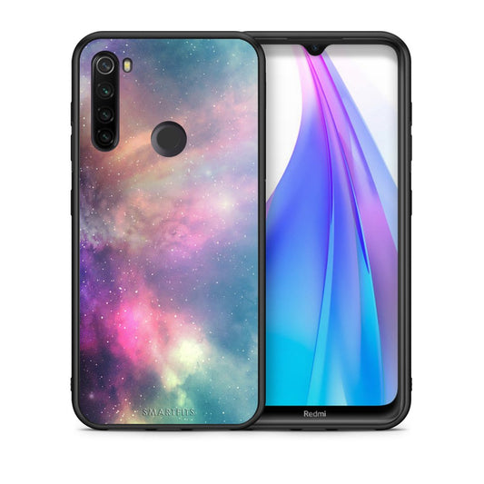 Θήκη Xiaomi Redmi Note 8T Rainbow Galaxy από τη Smartfits με σχέδιο στο πίσω μέρος και μαύρο περίβλημα | Xiaomi Redmi Note 8T Rainbow Galaxy case with colorful back and black bezels