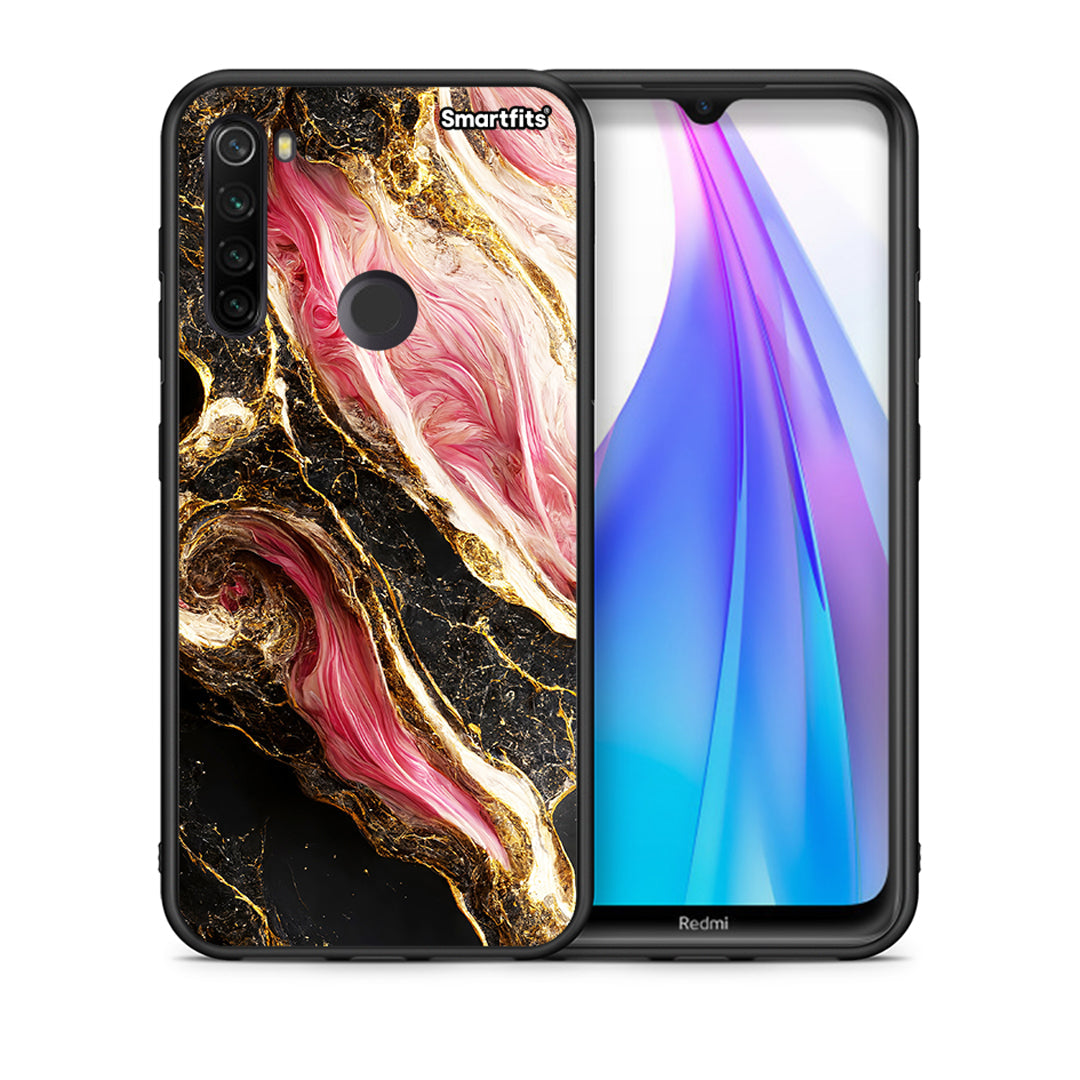 Θήκη Xiaomi Redmi Note 8T Glamorous Pink Marble από τη Smartfits με σχέδιο στο πίσω μέρος και μαύρο περίβλημα | Xiaomi Redmi Note 8 Glamorous Pink Marble case with colorful back and black bezels