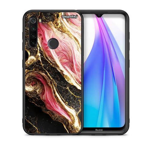Θήκη Xiaomi Redmi Note 8T Glamorous Pink Marble από τη Smartfits με σχέδιο στο πίσω μέρος και μαύρο περίβλημα | Xiaomi Redmi Note 8 Glamorous Pink Marble case with colorful back and black bezels