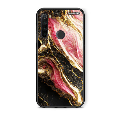 Xiaomi Redmi Note 8T Glamorous Pink Marble θήκη από τη Smartfits με σχέδιο στο πίσω μέρος και μαύρο περίβλημα | Smartphone case with colorful back and black bezels by Smartfits