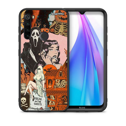 Θήκη Xiaomi Redmi Note 8T Halloween Collage από τη Smartfits με σχέδιο στο πίσω μέρος και μαύρο περίβλημα | Xiaomi Redmi Note 8 Halloween Collage case with colorful back and black bezels