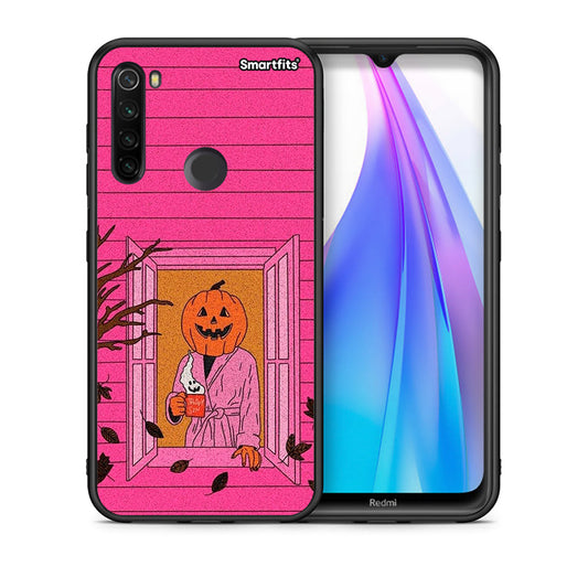 Θήκη Xiaomi Redmi Note 8T Halloween Pumpkin Lady από τη Smartfits με σχέδιο στο πίσω μέρος και μαύρο περίβλημα | Xiaomi Redmi Note 8 Halloween Pumpkin Lady case with colorful back and black bezels