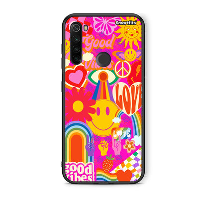 Xiaomi Redmi Note 8T Hippie Love θήκη από τη Smartfits με σχέδιο στο πίσω μέρος και μαύρο περίβλημα | Smartphone case with colorful back and black bezels by Smartfits