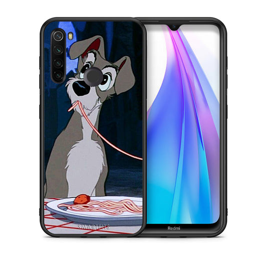 Θήκη Αγίου Βαλεντίνου Xiaomi Redmi Note 8T Lady And Tramp 1 από τη Smartfits με σχέδιο στο πίσω μέρος και μαύρο περίβλημα | Xiaomi Redmi Note 8 Lady And Tramp 1 case with colorful back and black bezels