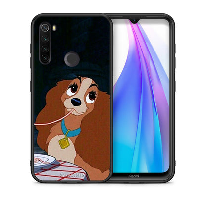 Θήκη Αγίου Βαλεντίνου Xiaomi Redmi Note 8T Lady And Tramp 2 από τη Smartfits με σχέδιο στο πίσω μέρος και μαύρο περίβλημα | Xiaomi Redmi Note 8 Lady And Tramp 2 case with colorful back and black bezels