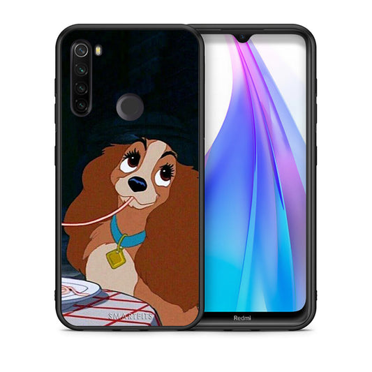 Θήκη Αγίου Βαλεντίνου Xiaomi Redmi Note 8T Lady And Tramp 2 από τη Smartfits με σχέδιο στο πίσω μέρος και μαύρο περίβλημα | Xiaomi Redmi Note 8 Lady And Tramp 2 case with colorful back and black bezels
