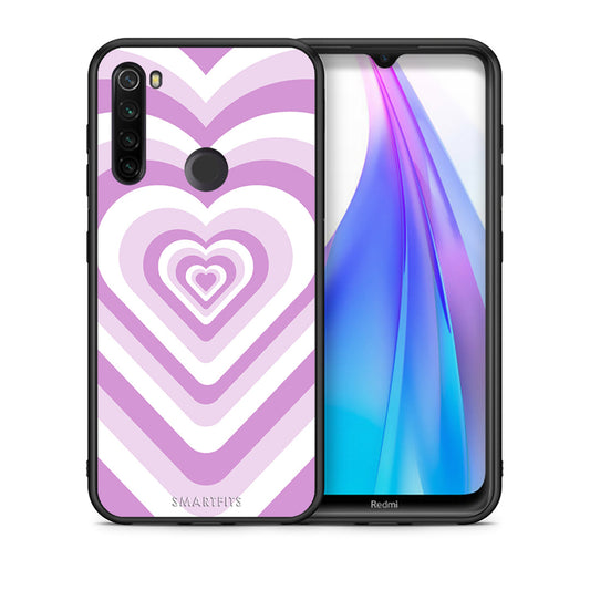 Θήκη Xiaomi Redmi Note 8T Lilac Hearts από τη Smartfits με σχέδιο στο πίσω μέρος και μαύρο περίβλημα | Xiaomi Redmi Note 8 Lilac Hearts case with colorful back and black bezels