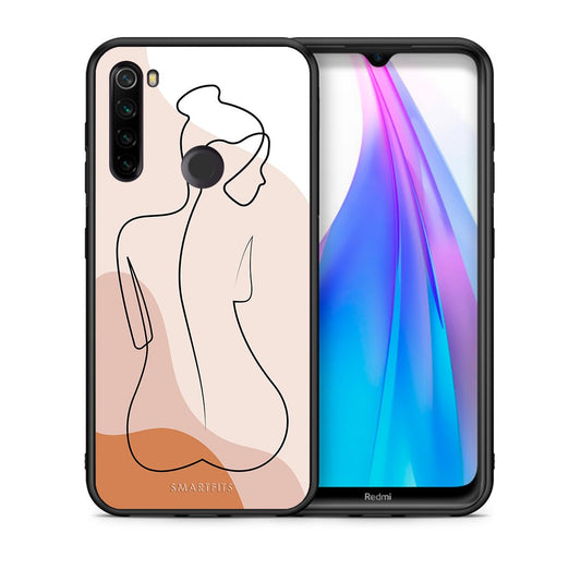 Θήκη Xiaomi Redmi Note 8T LineArt Woman από τη Smartfits με σχέδιο στο πίσω μέρος και μαύρο περίβλημα | Xiaomi Redmi Note 8 LineArt Woman case with colorful back and black bezels