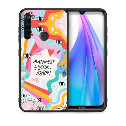 Θήκη Xiaomi Redmi Note 8T Manifest Your Vision από τη Smartfits με σχέδιο στο πίσω μέρος και μαύρο περίβλημα | Xiaomi Redmi Note 8 Manifest Your Vision case with colorful back and black bezels