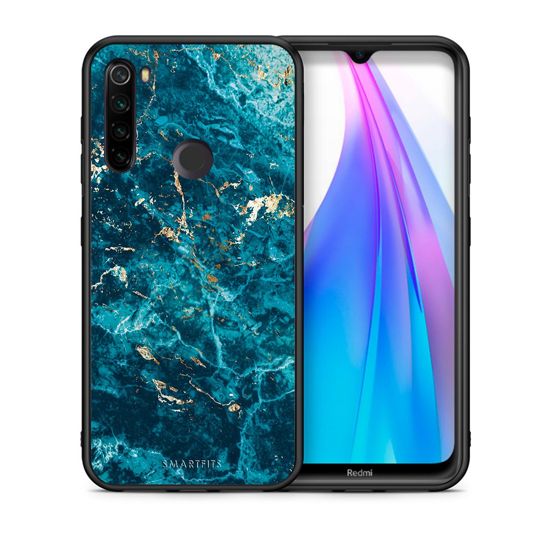 Θήκη Xiaomi Redmi Note 8T Marble Blue από τη Smartfits με σχέδιο στο πίσω μέρος και μαύρο περίβλημα | Xiaomi Redmi Note 8 Marble Blue case with colorful back and black bezels