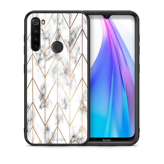 Θήκη Xiaomi Redmi Note 8T Gold Geometric Marble από τη Smartfits με σχέδιο στο πίσω μέρος και μαύρο περίβλημα | Xiaomi Redmi Note 8T Gold Geometric Marble case with colorful back and black bezels
