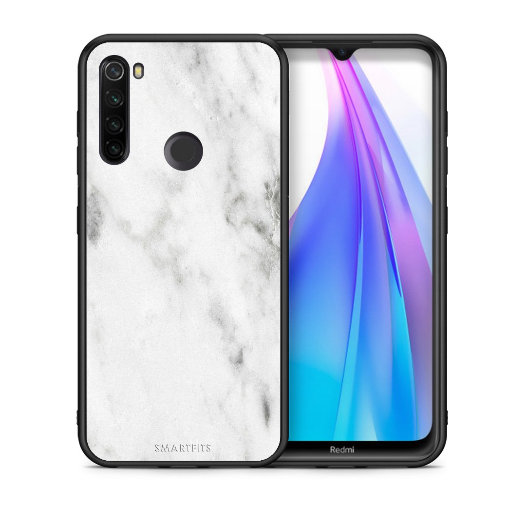 Θήκη Xiaomi Redmi Note 8T White Marble από τη Smartfits με σχέδιο στο πίσω μέρος και μαύρο περίβλημα | Xiaomi Redmi Note 8T White Marble case with colorful back and black bezels
