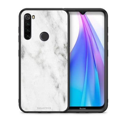 Θήκη Xiaomi Redmi Note 8T White Marble από τη Smartfits με σχέδιο στο πίσω μέρος και μαύρο περίβλημα | Xiaomi Redmi Note 8T White Marble case with colorful back and black bezels