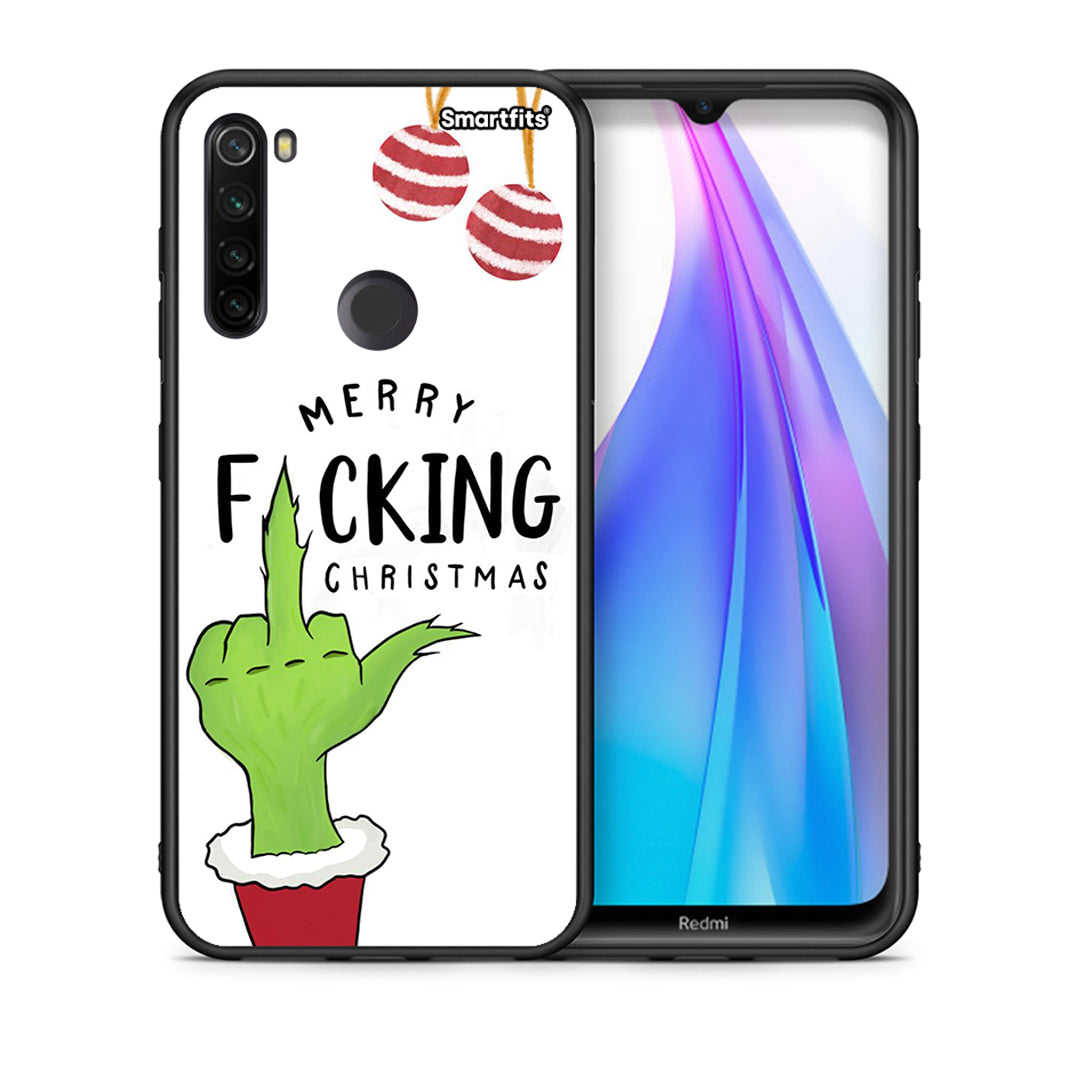 Θήκη Xiaomi Redmi Note 8T Merry F Xmas από τη Smartfits με σχέδιο στο πίσω μέρος και μαύρο περίβλημα | Xiaomi Redmi Note 8 Merry F Xmas case with colorful back and black bezels