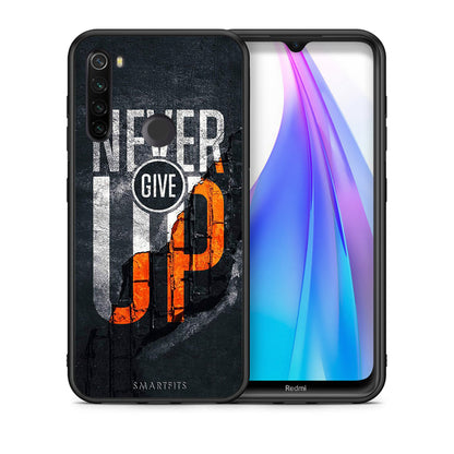 Θήκη Αγίου Βαλεντίνου Xiaomi Redmi Note 8T Never Give Up από τη Smartfits με σχέδιο στο πίσω μέρος και μαύρο περίβλημα | Xiaomi Redmi Note 8 Never Give Up case with colorful back and black bezels
