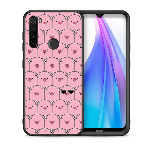 Θήκη Xiaomi Redmi Note 8T Pig Glasses από τη Smartfits με σχέδιο στο πίσω μέρος και μαύρο περίβλημα | Xiaomi Redmi Note 8 Pig Glasses case with colorful back and black bezels