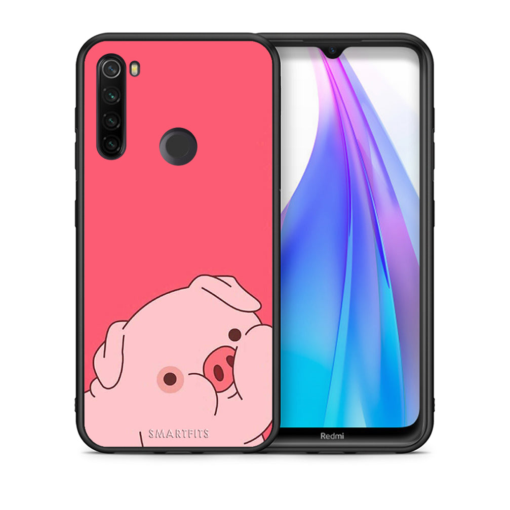 Θήκη Αγίου Βαλεντίνου Xiaomi Redmi Note 8T Pig Love 1 από τη Smartfits με σχέδιο στο πίσω μέρος και μαύρο περίβλημα | Xiaomi Redmi Note 8 Pig Love 1 case with colorful back and black bezels