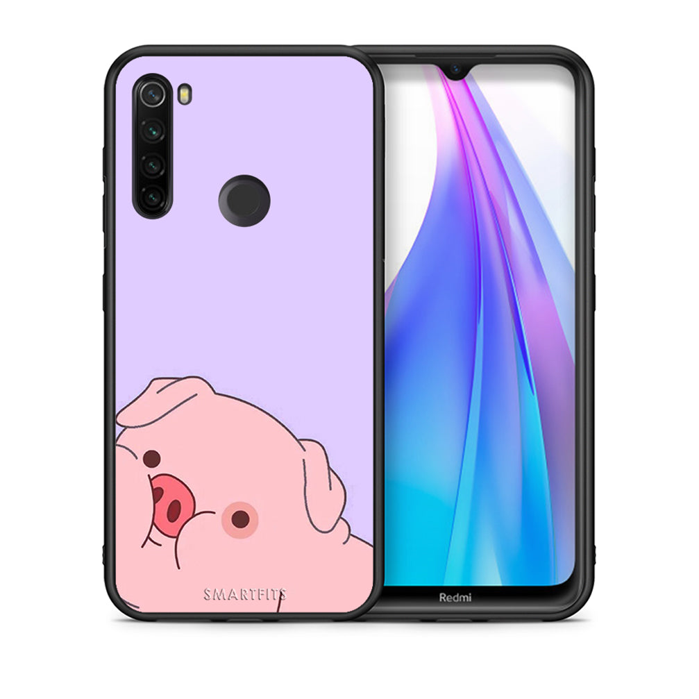 Θήκη Αγίου Βαλεντίνου Xiaomi Redmi Note 8T Pig Love 2 από τη Smartfits με σχέδιο στο πίσω μέρος και μαύρο περίβλημα | Xiaomi Redmi Note 8 Pig Love 2 case with colorful back and black bezels