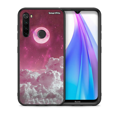 Θήκη Xiaomi Redmi Note 8T Pink Moon από τη Smartfits με σχέδιο στο πίσω μέρος και μαύρο περίβλημα | Xiaomi Redmi Note 8 Pink Moon case with colorful back and black bezels