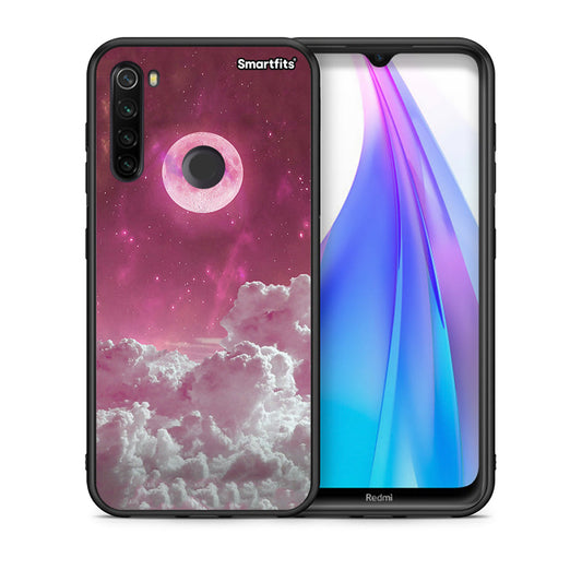 Θήκη Xiaomi Redmi Note 8T Pink Moon από τη Smartfits με σχέδιο στο πίσω μέρος και μαύρο περίβλημα | Xiaomi Redmi Note 8 Pink Moon case with colorful back and black bezels