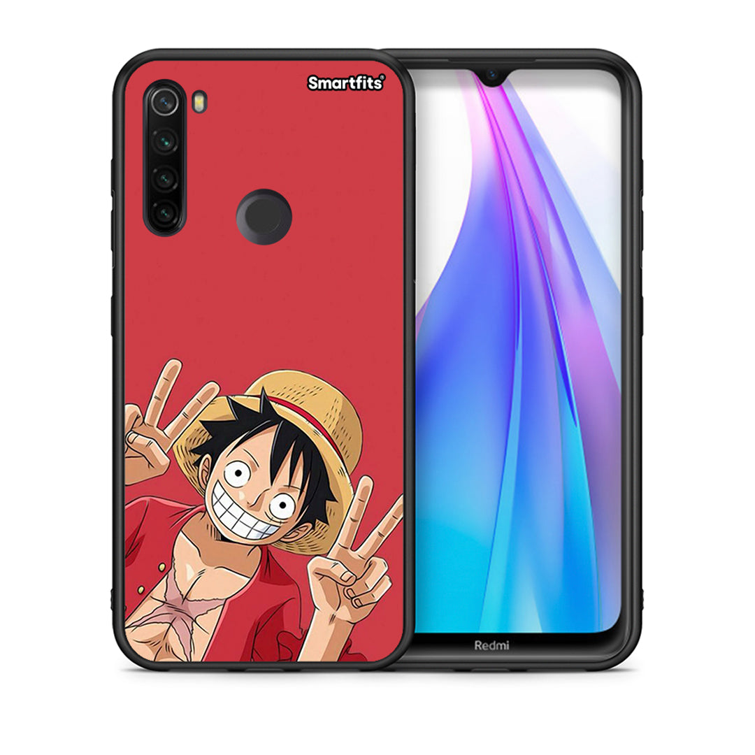 Θήκη Xiaomi Redmi Note 8T Pirate Luffy από τη Smartfits με σχέδιο στο πίσω μέρος και μαύρο περίβλημα | Xiaomi Redmi Note 8 Pirate Luffy case with colorful back and black bezels