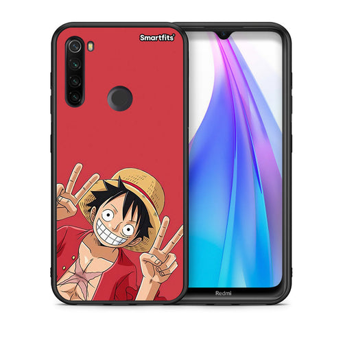 Θήκη Xiaomi Redmi Note 8T Pirate Luffy από τη Smartfits με σχέδιο στο πίσω μέρος και μαύρο περίβλημα | Xiaomi Redmi Note 8 Pirate Luffy case with colorful back and black bezels