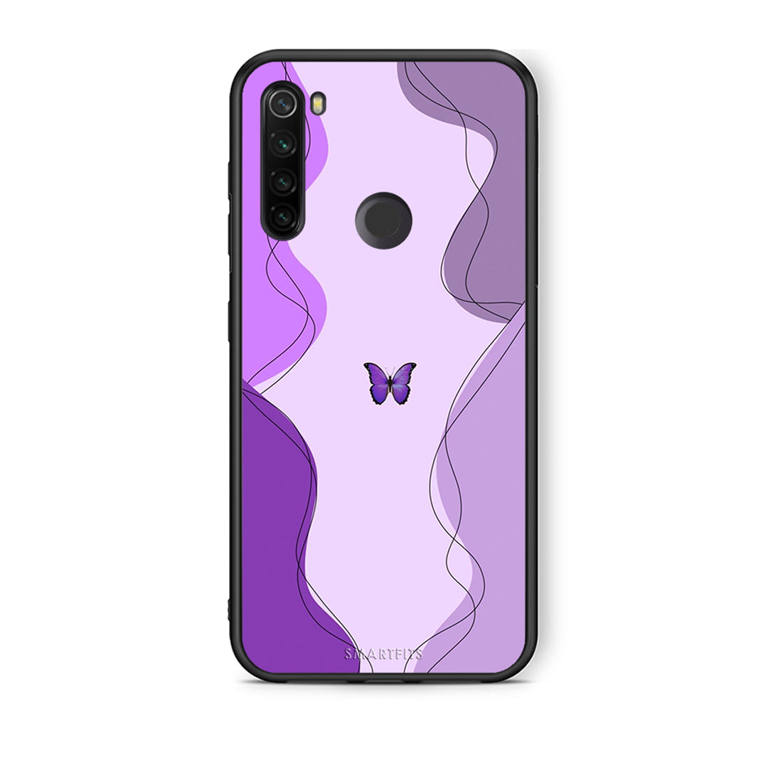 Xiaomi Redmi Note 8T Purple Mariposa θήκη από τη Smartfits με σχέδιο στο πίσω μέρος και μαύρο περίβλημα | Smartphone case with colorful back and black bezels by Smartfits