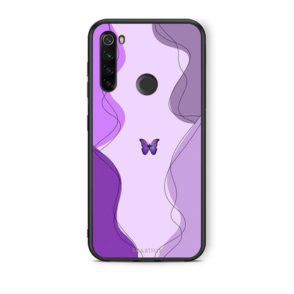 Xiaomi Redmi Note 8T Purple Mariposa θήκη από τη Smartfits με σχέδιο στο πίσω μέρος και μαύρο περίβλημα | Smartphone case with colorful back and black bezels by Smartfits