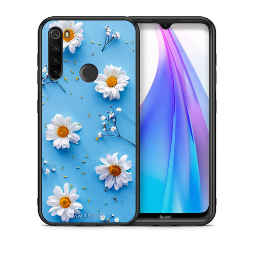 Θήκη Xiaomi Redmi Note 8T Real Daisies από τη Smartfits με σχέδιο στο πίσω μέρος και μαύρο περίβλημα | Xiaomi Redmi Note 8 Real Daisies case with colorful back and black bezels