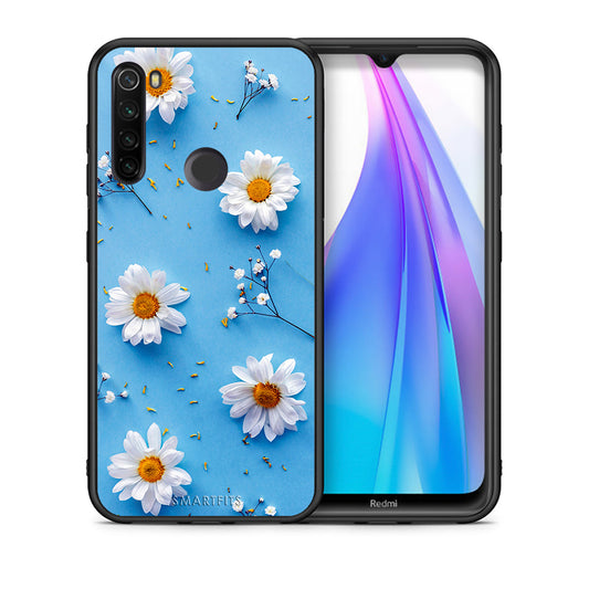 Θήκη Xiaomi Redmi Note 8T Real Daisies από τη Smartfits με σχέδιο στο πίσω μέρος και μαύρο περίβλημα | Xiaomi Redmi Note 8 Real Daisies case with colorful back and black bezels
