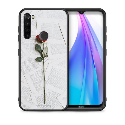 Θήκη Xiaomi Redmi Note 8T Red Rose από τη Smartfits με σχέδιο στο πίσω μέρος και μαύρο περίβλημα | Xiaomi Redmi Note 8 Red Rose case with colorful back and black bezels