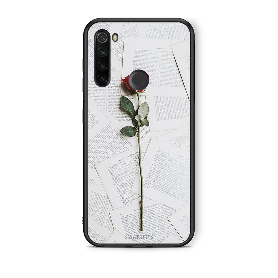 Xiaomi Redmi Note 8T Red Rose θήκη από τη Smartfits με σχέδιο στο πίσω μέρος και μαύρο περίβλημα | Smartphone case with colorful back and black bezels by Smartfits