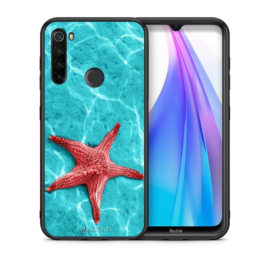 Θήκη Xiaomi Redmi Note 8T Red Starfish από τη Smartfits με σχέδιο στο πίσω μέρος και μαύρο περίβλημα | Xiaomi Redmi Note 8 Red Starfish case with colorful back and black bezels