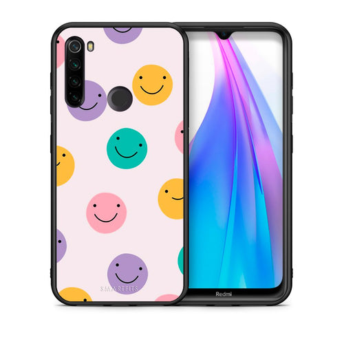 Θήκη Xiaomi Redmi Note 8T Smiley Faces από τη Smartfits με σχέδιο στο πίσω μέρος και μαύρο περίβλημα | Xiaomi Redmi Note 8 Smiley Faces case with colorful back and black bezels