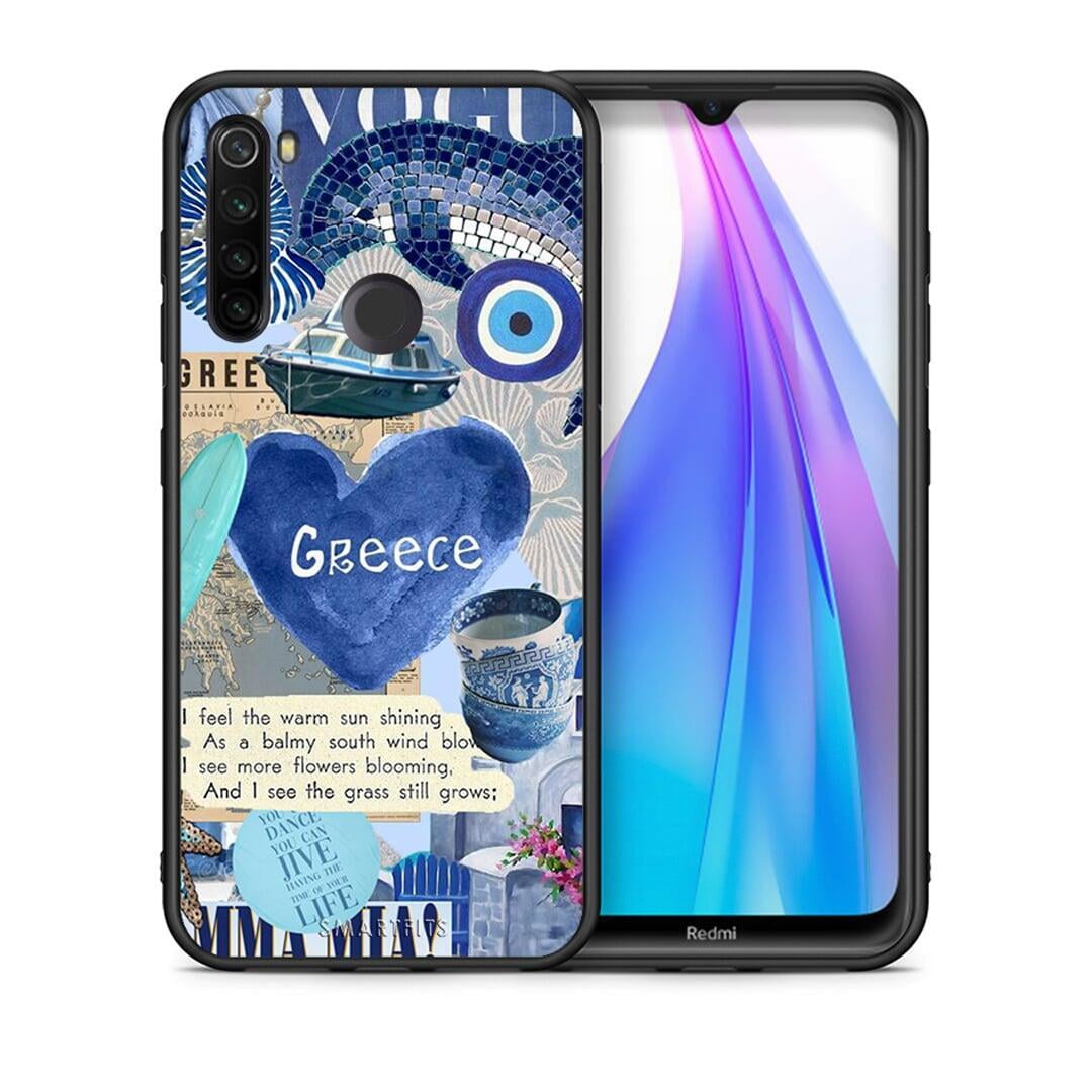 Θήκη Xiaomi Redmi Note 8T Summer In Greece από τη Smartfits με σχέδιο στο πίσω μέρος και μαύρο περίβλημα | Xiaomi Redmi Note 8 Summer In Greece case with colorful back and black bezels