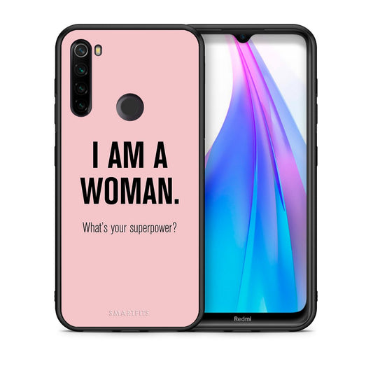 Θήκη Xiaomi Redmi Note 8T Superpower Woman από τη Smartfits με σχέδιο στο πίσω μέρος και μαύρο περίβλημα | Xiaomi Redmi Note 8 Superpower Woman case with colorful back and black bezels