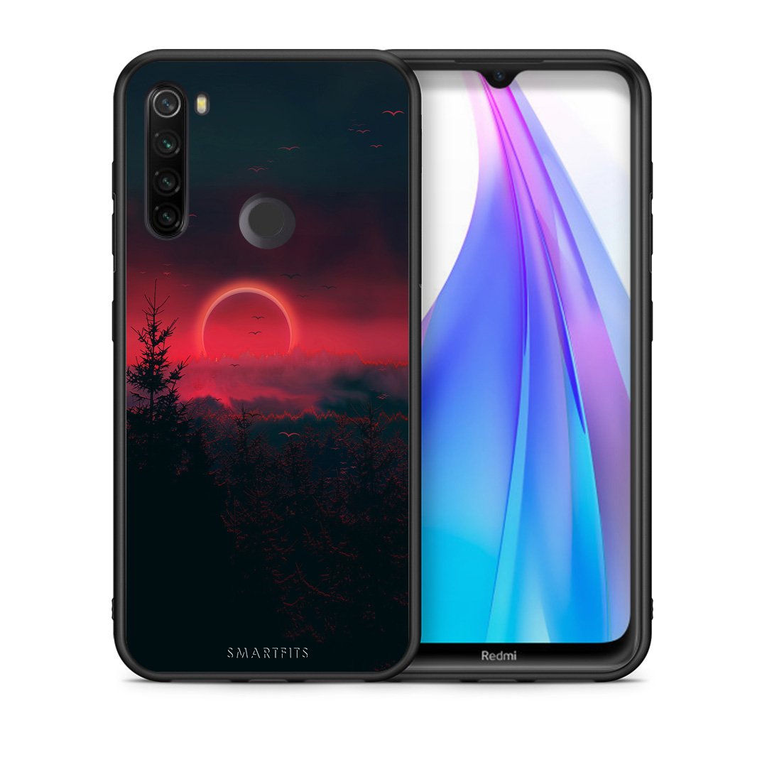 Θήκη Xiaomi Redmi Note 8T Sunset Tropic από τη Smartfits με σχέδιο στο πίσω μέρος και μαύρο περίβλημα | Xiaomi Redmi Note 8T Sunset Tropic case with colorful back and black bezels