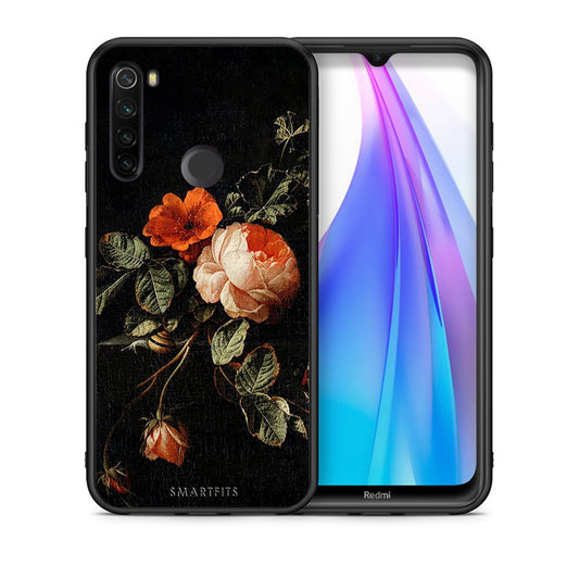 Θήκη Xiaomi Redmi Note 8T Vintage Roses από τη Smartfits με σχέδιο στο πίσω μέρος και μαύρο περίβλημα | Xiaomi Redmi Note 8 Vintage Roses case with colorful back and black bezels