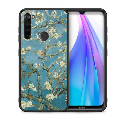 Θήκη Xiaomi Redmi Note 8T White Blossoms από τη Smartfits με σχέδιο στο πίσω μέρος και μαύρο περίβλημα | Xiaomi Redmi Note 8 White Blossoms case with colorful back and black bezels