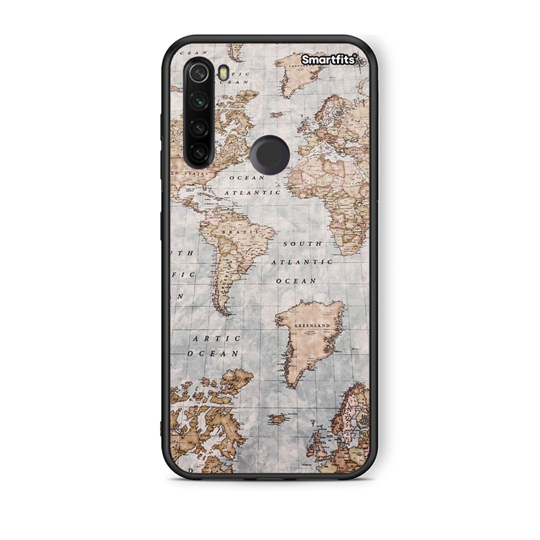 Xiaomi Redmi Note 8T World Map θήκη από τη Smartfits με σχέδιο στο πίσω μέρος και μαύρο περίβλημα | Smartphone case with colorful back and black bezels by Smartfits